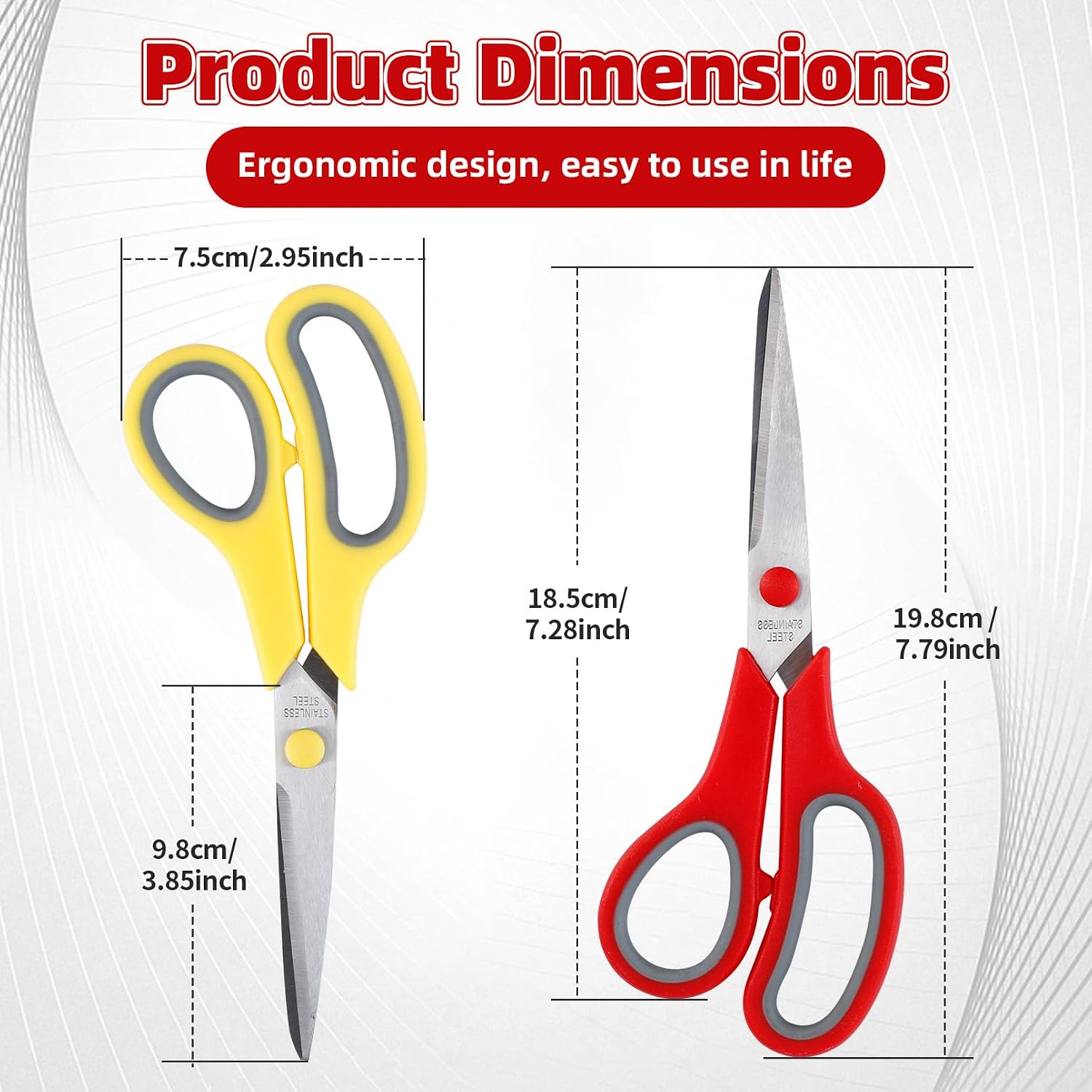24 Pack 8 Inch All Purpose Scissors Bulk, Heavy Duty Sharp Scissors, Stainless Steel Sharp Blades, Comfort Grip Handles, Right/Left Handed Scissors for Office Home School Sewing Craft Fabric