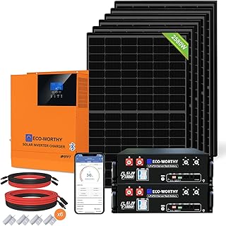 ECO-WORTHY 2580W 48V Solaranlage Komplettset mit 48V 100Ah Server Rack Batterie 6 * 430W Solarpanel System für Netzunabhängige mit 48V 5000W Hybrid Inverter Energiespeicher