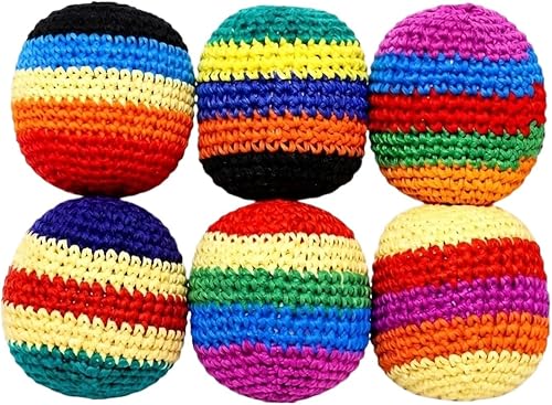 6Pcs Hacky Footbags Knitted Kick Ball Handmade Balls Hacky Foot Dirt Bag Sacks D