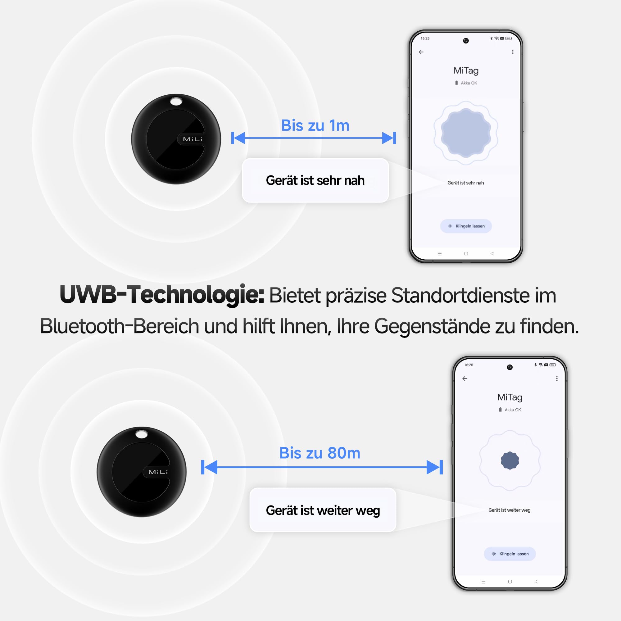 MiTag Smart Tracker Tag, Localizzatore Bluetooth Compatibile con Trova dispositivo (Solo Android), Trova Oggetti e Chiavi/Bagagli/Valigie/Zaini, Portafogli/Batteria Sostituibile, Nero-4Pack