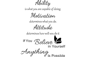 2 Sheets Vinyl Wall Quotes Stickers Ability Motivation Attitude Believe in Yourself...