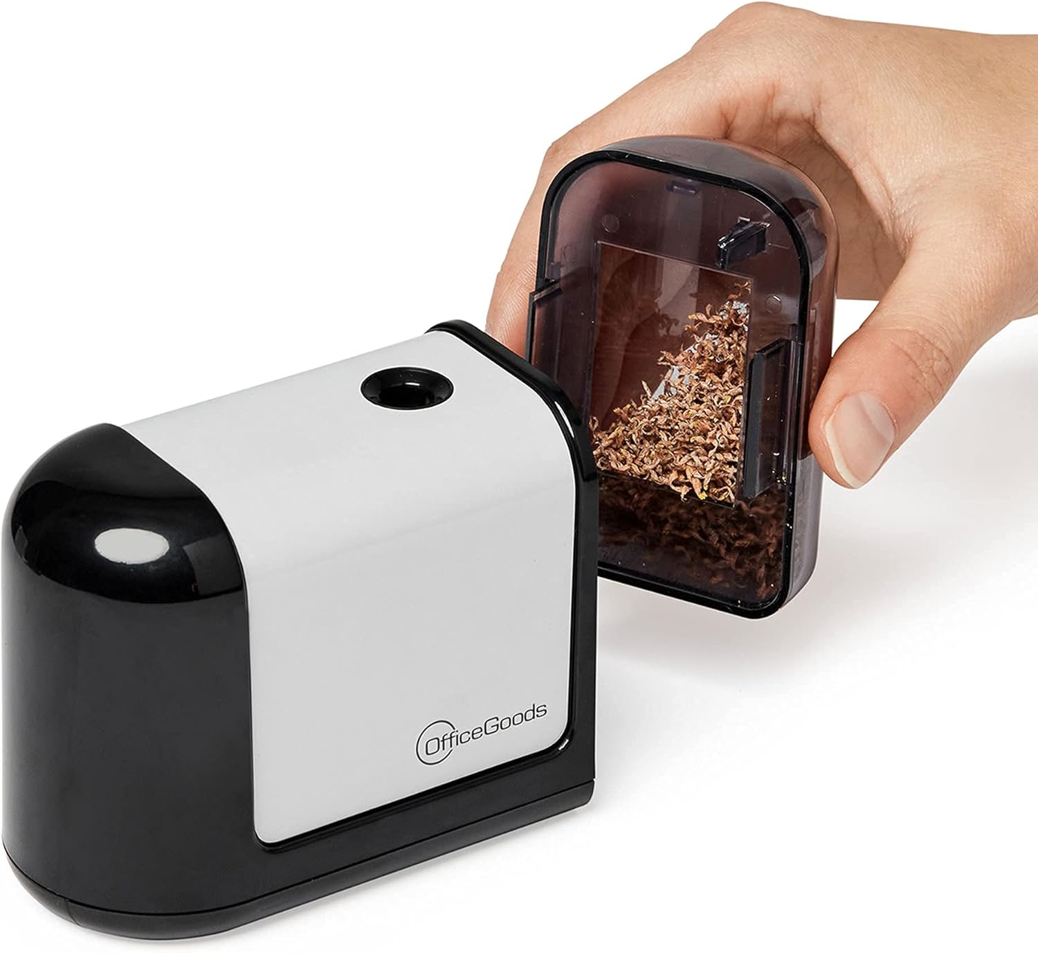 OfficeGoods Mini-Pro Electric Pencil Sharpener - Cordless Portable Sharpener - Battery Operated - Compact & Powerful for Home, Office & School - Black