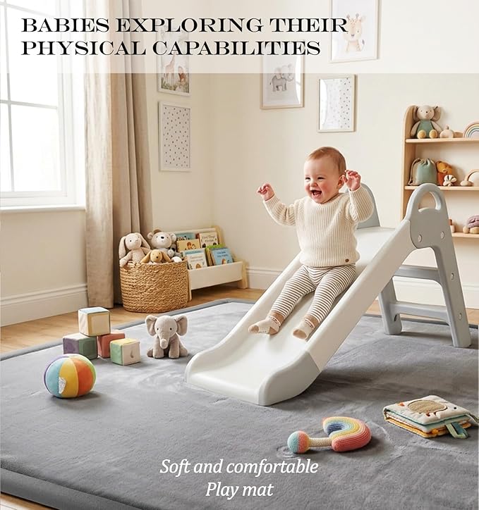 Alfombra de juego para bebés AEOCOO, 60x80x1.3 pulgadas, gris miniatura 5