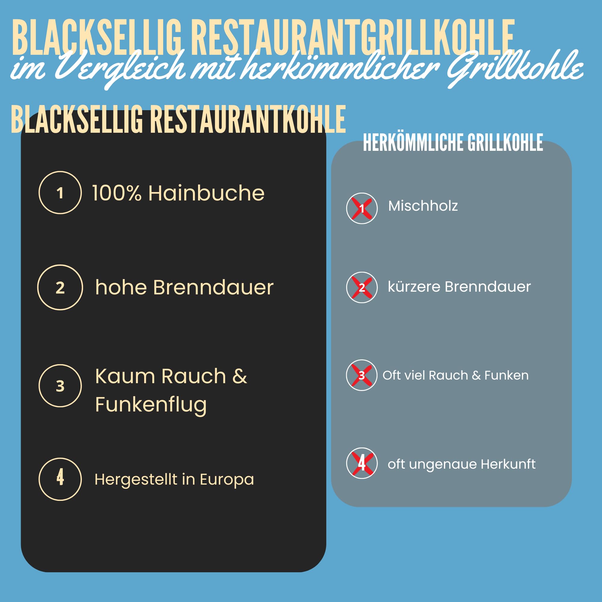 Restaurantgrillkohle 10 kg – Premium Hainbuchen-Holzkohle für langanhaltende Glut - FSC Zertifiziert