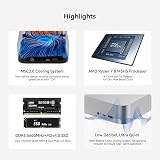 Beelink Mini PC SER8, AMD Ryzen 7 8745HS (8C/16T, jusqu'à 4,9 GHz), 16 Go de RAM DDR5 512 Go M.2 PCIe4.0 SSD, Triple écran 4K, USB4, HDMI, DP1.4, BT5.2, WiFi6, LAN 2,5 G, Mini Ordinateur - 2