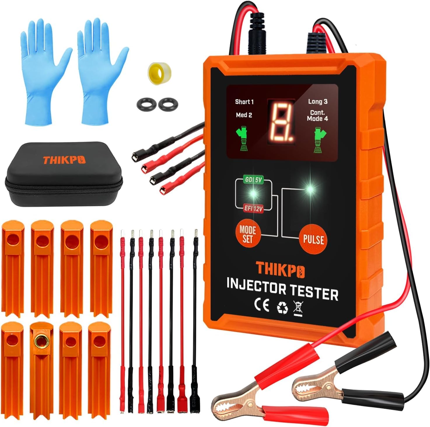 Testeur d'injecteur de carburant universel et kit d'outils de nettoyage, kit d'outils de nettoyage DIY avec 8 adaptateurs de nettoyage, 8 modes d'impulsion, 4 fils double canal pour 2 injecteurs de