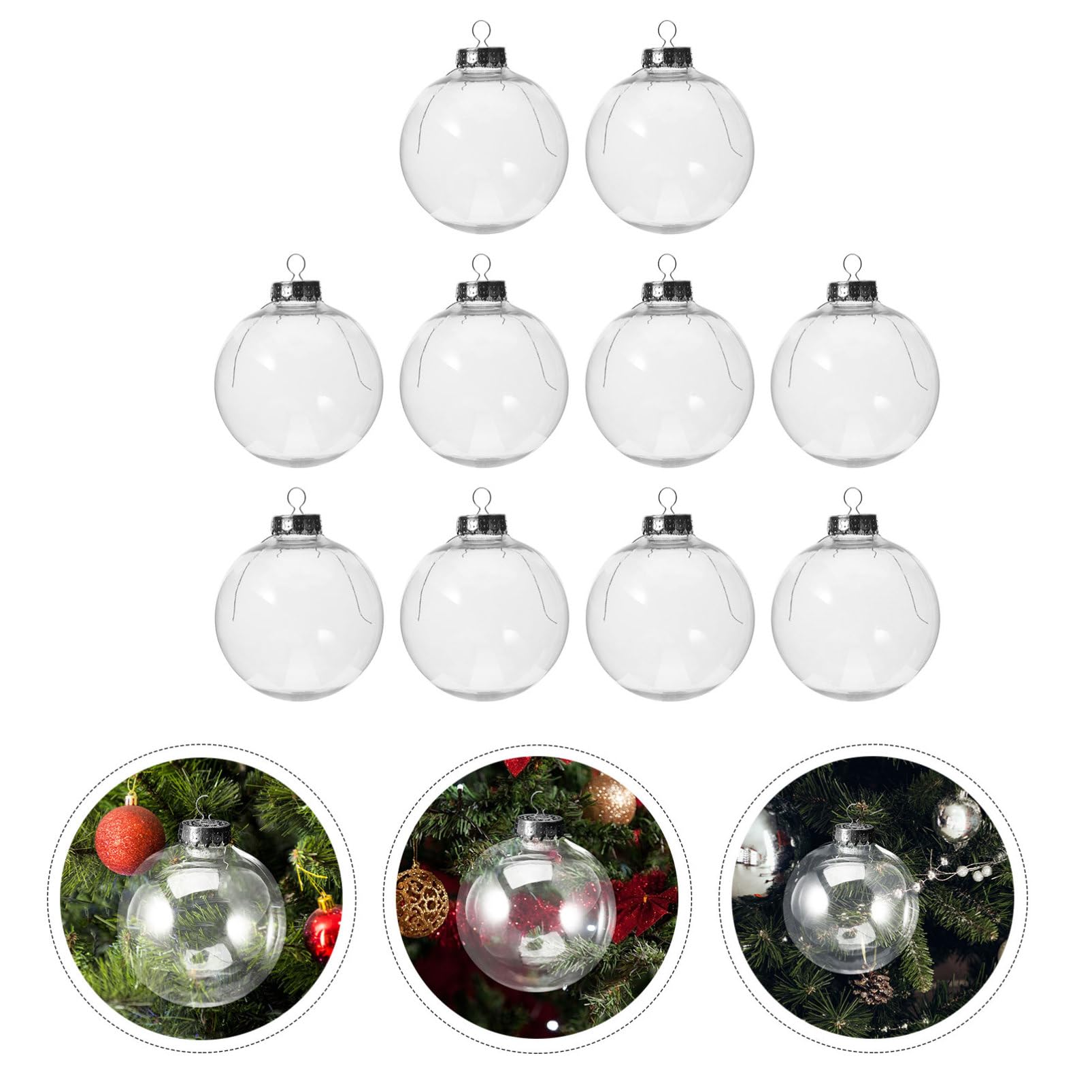 Cabilock 10stücke Weihnachtsbaumkugeln Transparente Weihnachtsbaum-hängedekoration Befüllbare Xmas Kugeln Festliche Ornamente Für Kreative Weihnachtsgestaltung