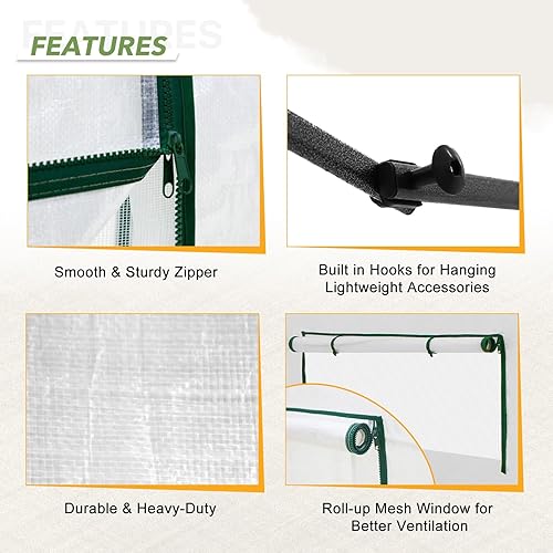 Vista 50 de EAGLE PEAK - Invernaderos emergentes instantáneos, para plantas de interior y exterior, puertas enrollables con cierre y ventanas laterales, 6 x 4