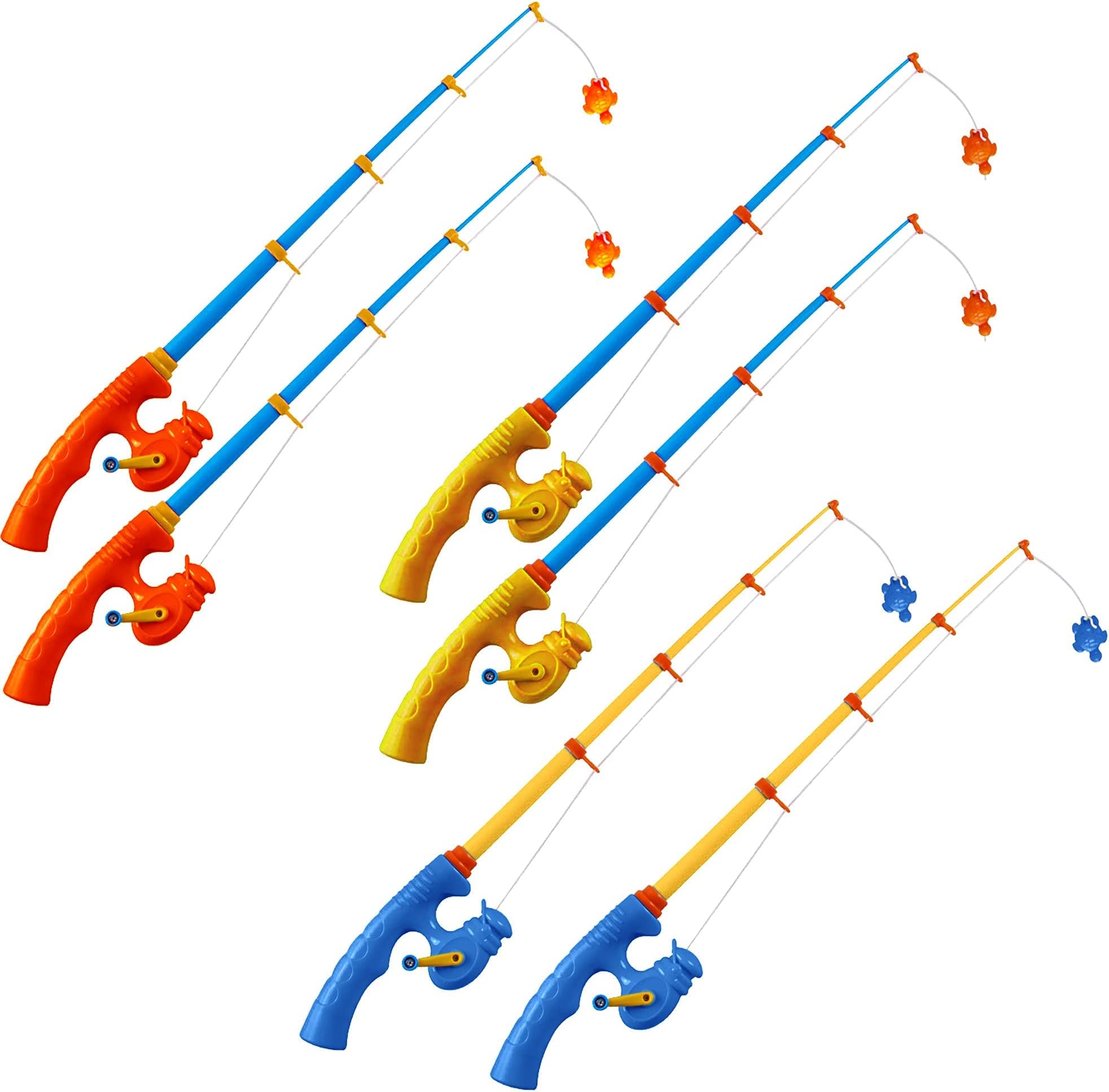 KASTWAVE 6 Pcs Fishing Rod Toy Magnetic Fishing Game Educational Learning Toys Plastic Floating Fish Toddler Color Ocean Sea Animals for Children and Adult - Random color
