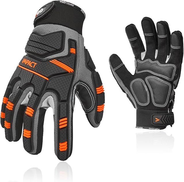 Vgo... 1Paar Sicherheitshandschuhe,Mechanikerhandschuhe,Schlaghandschuhe,Anti-Vibrationshandschuhe,Riggerhandschuhe,Heavy Duty (SL9792IP)
