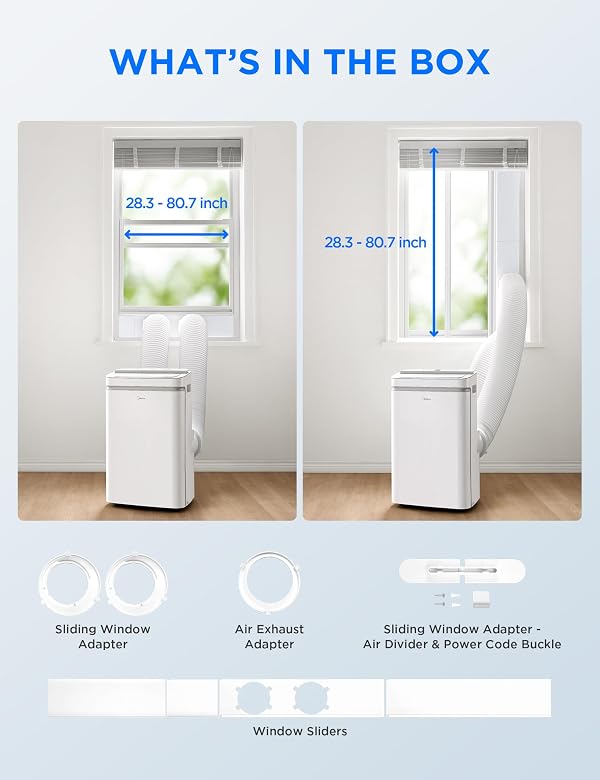 Midea 14,000 BTU ASHRAE (12,000 BTU SACC) Dual Hose Portable Air Conditioner with Inverter, Remote Control, Cools up to 550 Sq Ft, Smart Wi-Fi Connects to Alexa/Google Assistant, Window Kit Included by Midea - Image 5