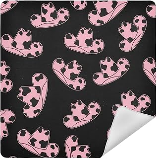 Emelivor Cowboy Hats Black Print Self-Adhesive Magic Cloth Makeup Bag Portable Cosmetic Bag for Travelling Protective Wrap for Camera Travel Organizer for Cosmetics Electronics, 21.7x21.7in