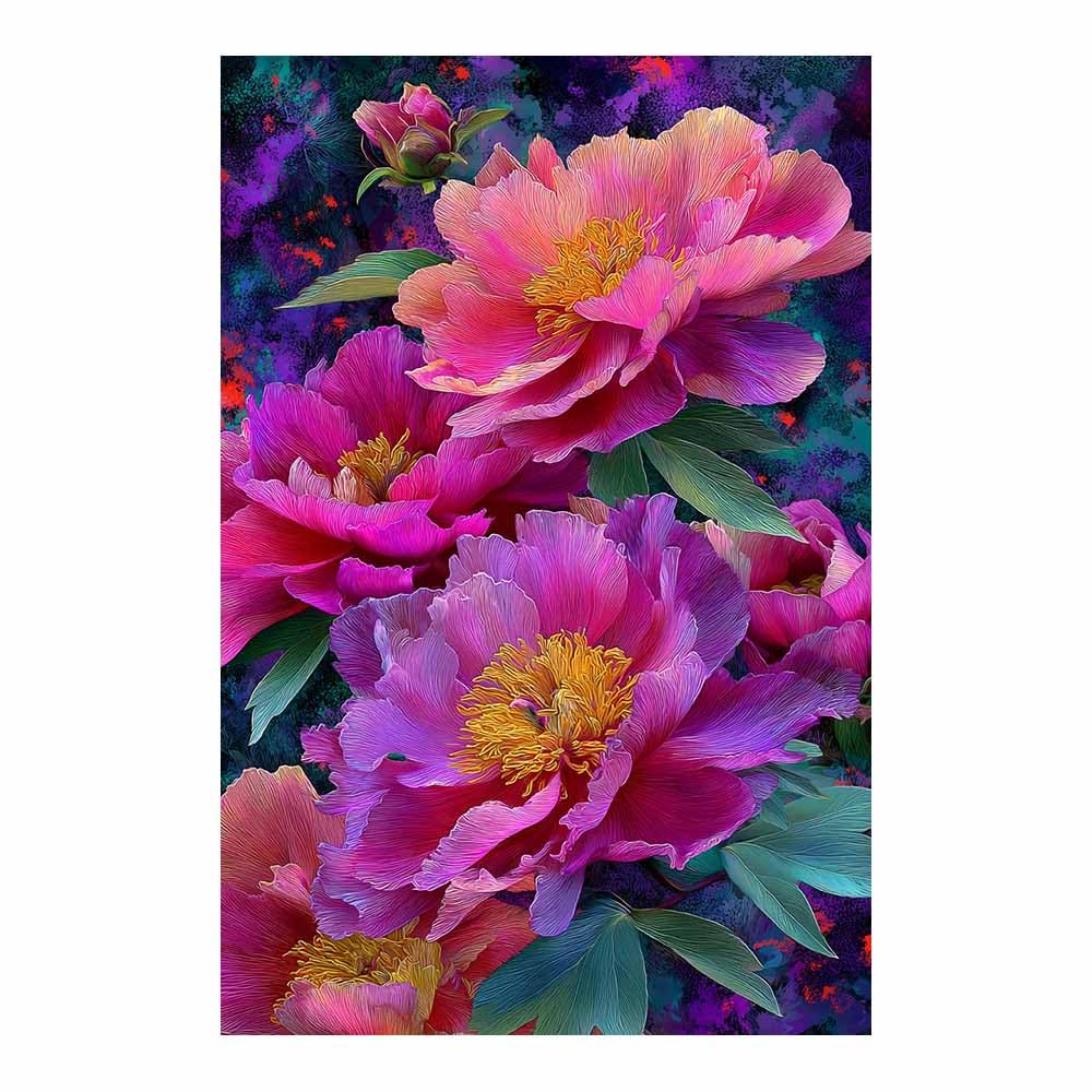 Xeniou Multicolor Flowers Canvas Colorful Peony Flower Print Canvas Wall Art, For Living Room Bedroom Home Wall Decoration(Multicolor)-70X100cm Unframed