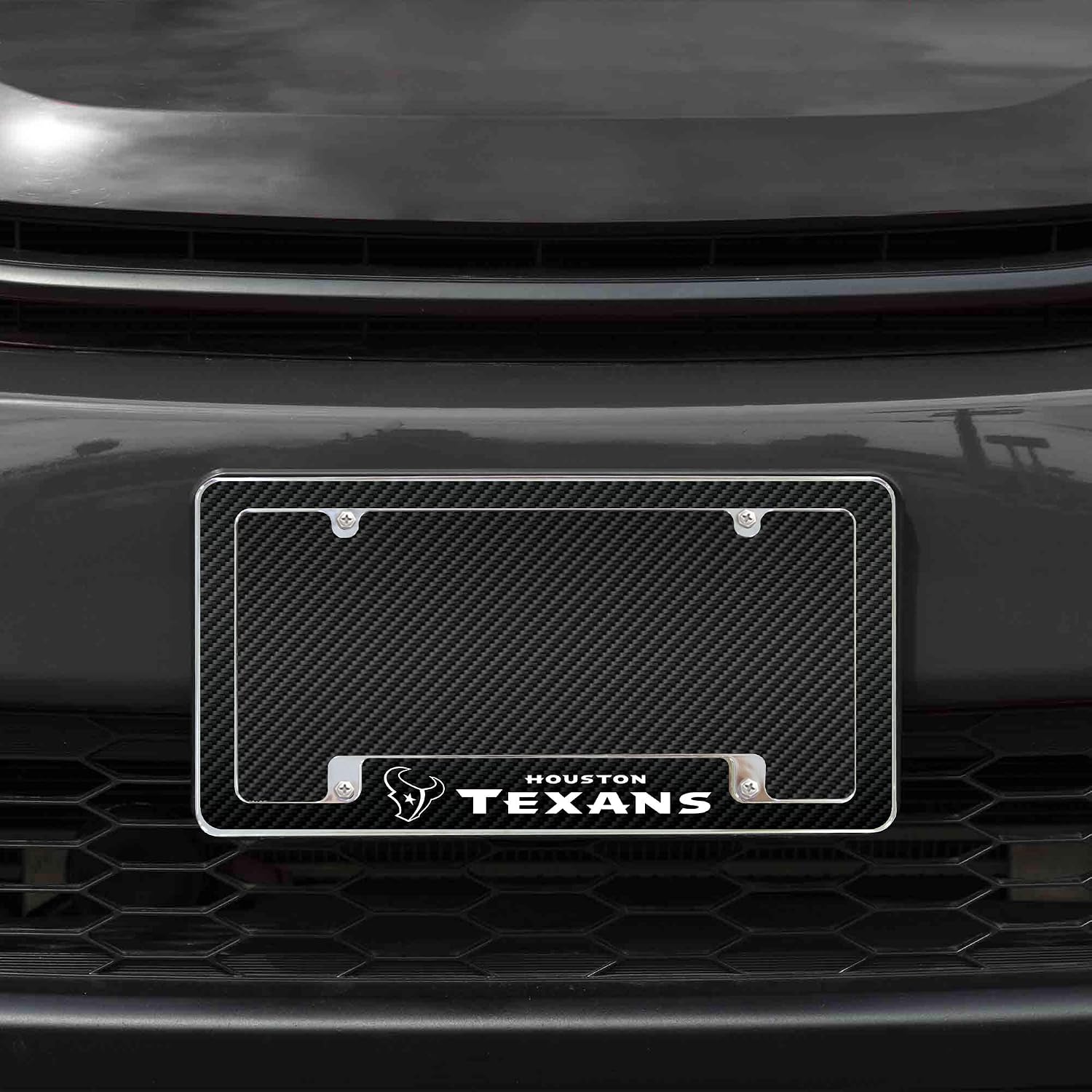 Rico Industries NFL Houston Texans Black 12" x 6" Chrome All Over Automotive License Plate Frame for Car/Truck/SUV image 2