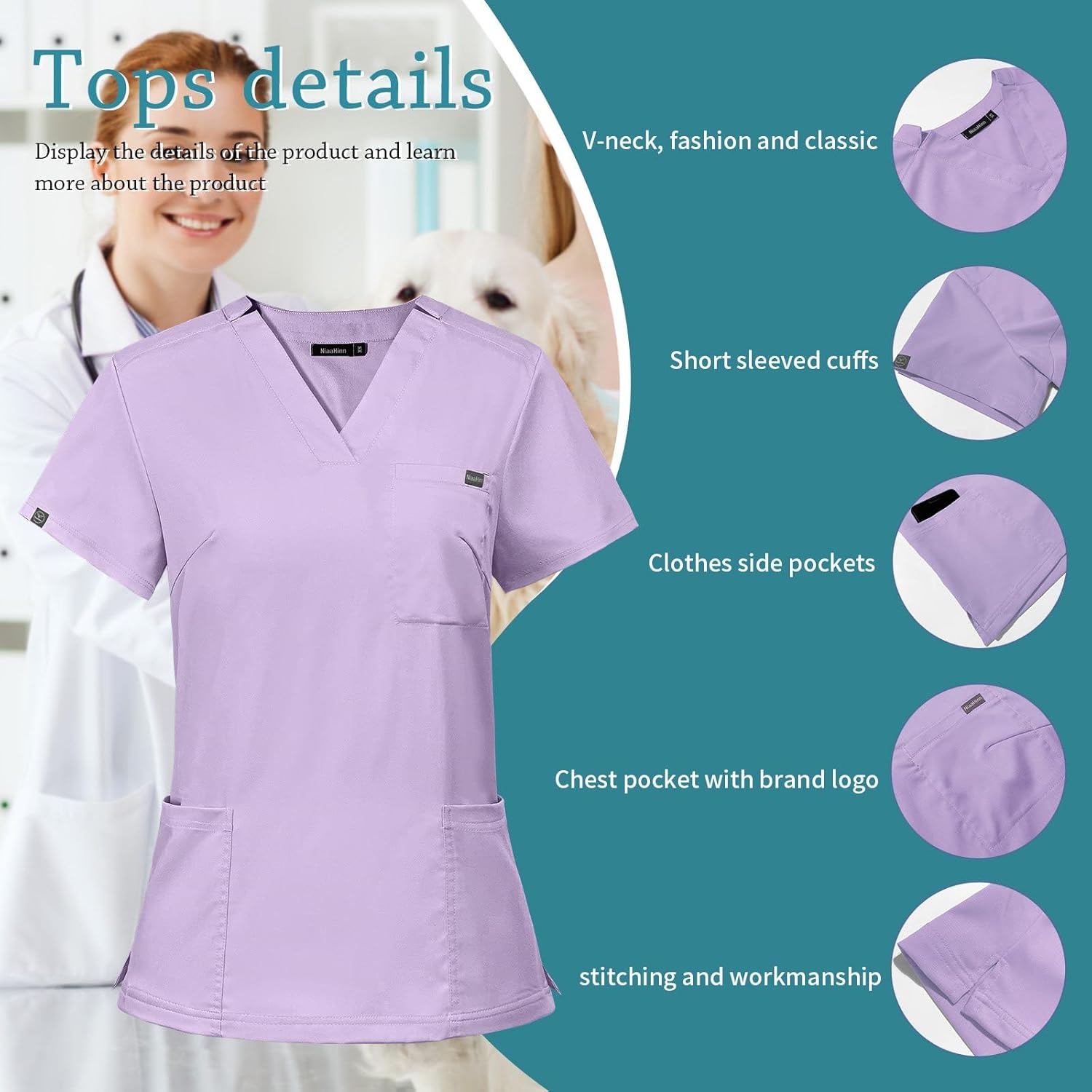 VIAOLI Scrubs for Women Set Scrub Top &Jogger Pant Workwear Clinical Modern Athletic Suit Medical Uniforms