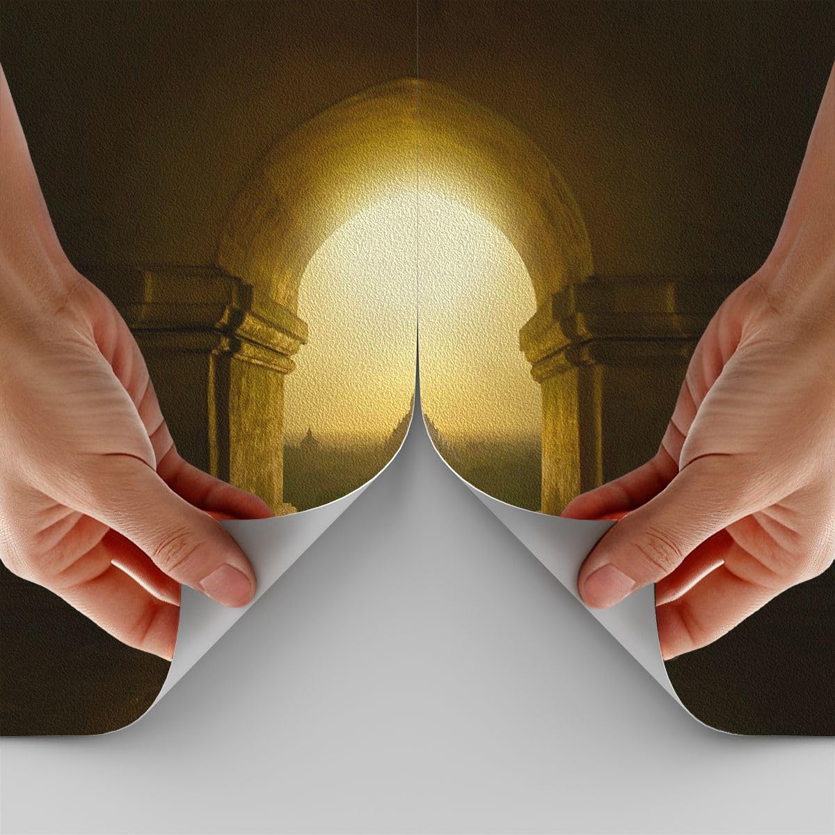 Carta da Parati Vinile in TNT 150x105 cm Architettura Cultura - 4474 - WF2 | Meditazione Tempio Ombra Premium Sand Fotomurale Moderno Decorazione da Parete Murale da Parete Per Soggiorno ARTTOR