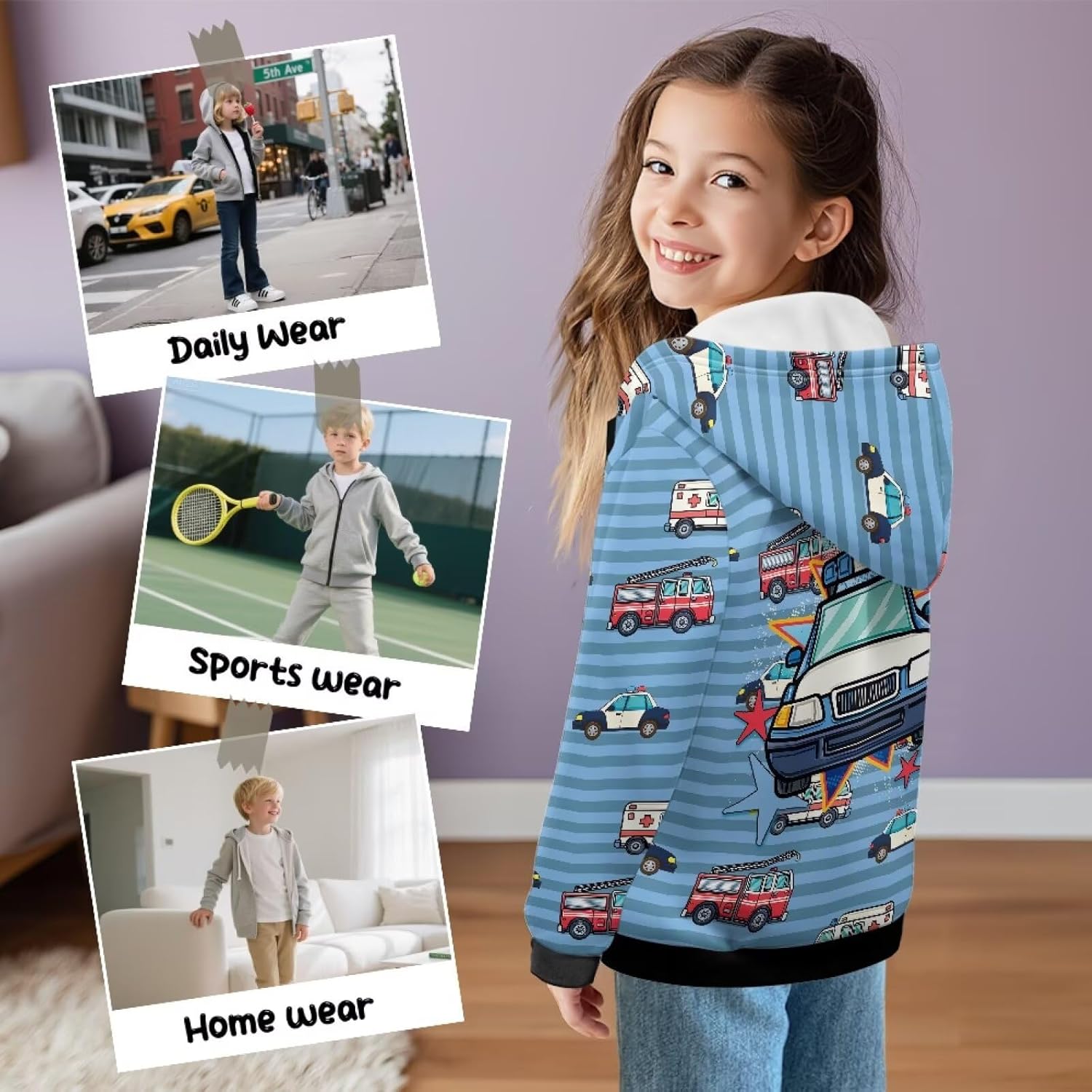 Long Sleeve Hoodies for Boys 6-16Y Winter Fleece Hooded Hoodies Back to School Clothes