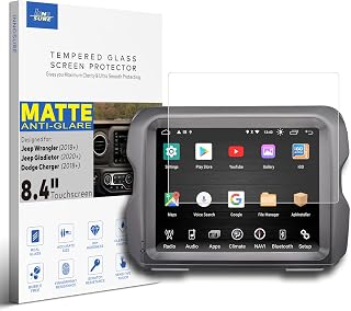 Tempered Glass screen Protector Designed for Jeep Wrangler (2018-2023), Gladiator (2020-2023), Dodge Charger(2018-2023) 8.4" Dashboard Touchscreen Anti Glare (Matte)