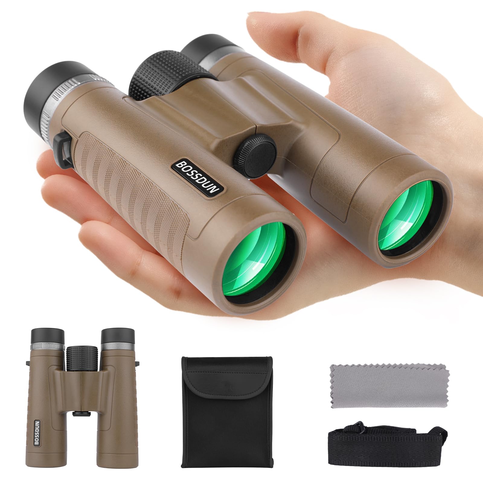 Binocolo compatto per adulti 12x32 ad alta potenza, binocolo tascabile per il birdwatching, impermeabile con lenti BAK4 FMC, leggero e utilizzabile con una sola mano