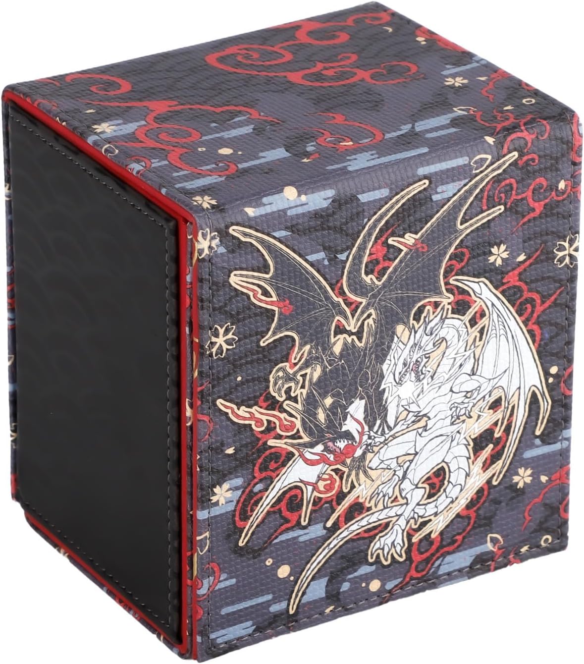Mana Moon "Diviner Dragon - Ebony Chi Faux Leather Anime Trading Card Deck Box with Fully Detachable Magnetic Dice Tray - for Trading Card Games, card storage, Fits 100+ cards