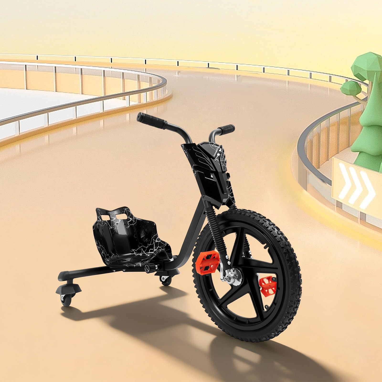 Drift Cart per bambini, 360° Drift Trike con illuminazione a LED, per ragazzi e ragazze dai 6 anni in su, portata 80 kg, lunghezza regolabile