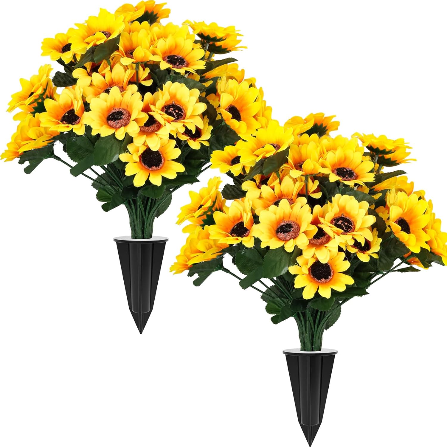 16 Bundles Artificial Flowers for Outdoors, Indoor Fake Plants with Ground Spike for Door Yard Porch Patio Garden Office Table Kitchen Planter Pot Vase Flowerpot Decorations (G)