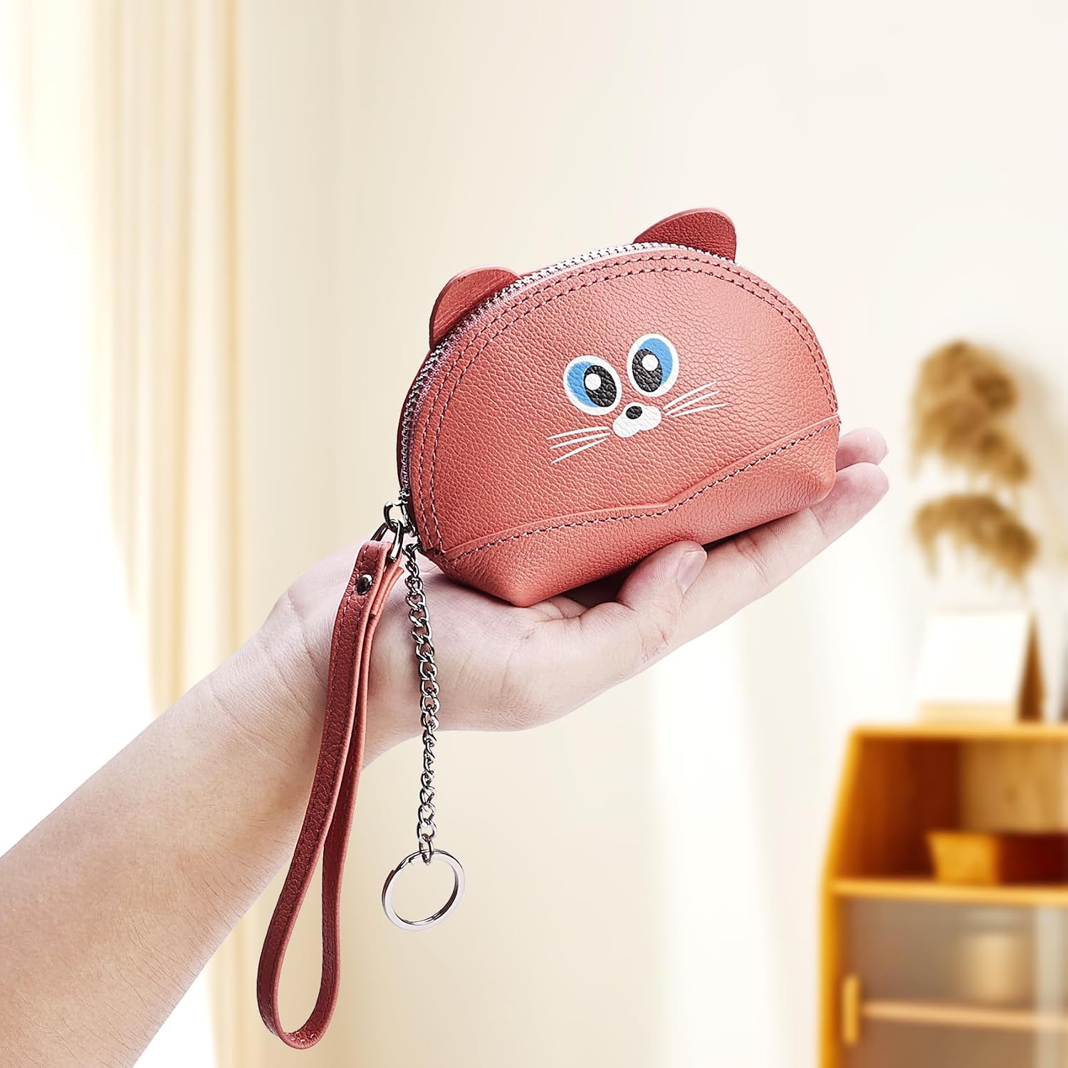Wallet Wristlet For Women Mini Zip Pouch,Genuine Leather Coin Purse Waterproof Sturdy Cute animal design Shopping Travel Business Office Students. image 2