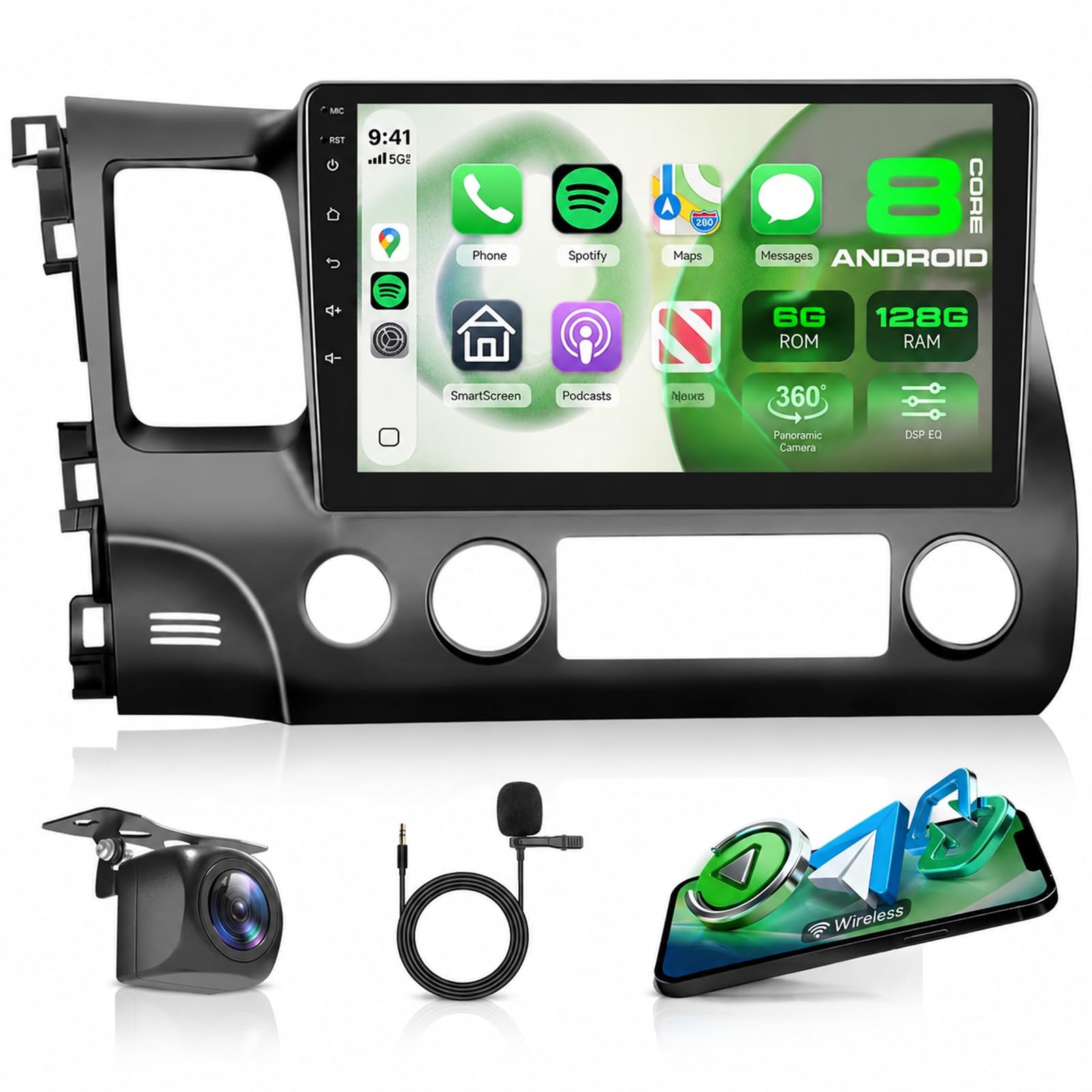6G+128G 8 Core Android 13 Car Stereo Car Radio for Honda Civic 2006-2011 Wireless Carplay DSP-36, Rimoody 10.1'' Touchscreen GPS WiFi Bluetooth FM/RDS Mirror Link 59-UI Themes Backup Camera-image-48