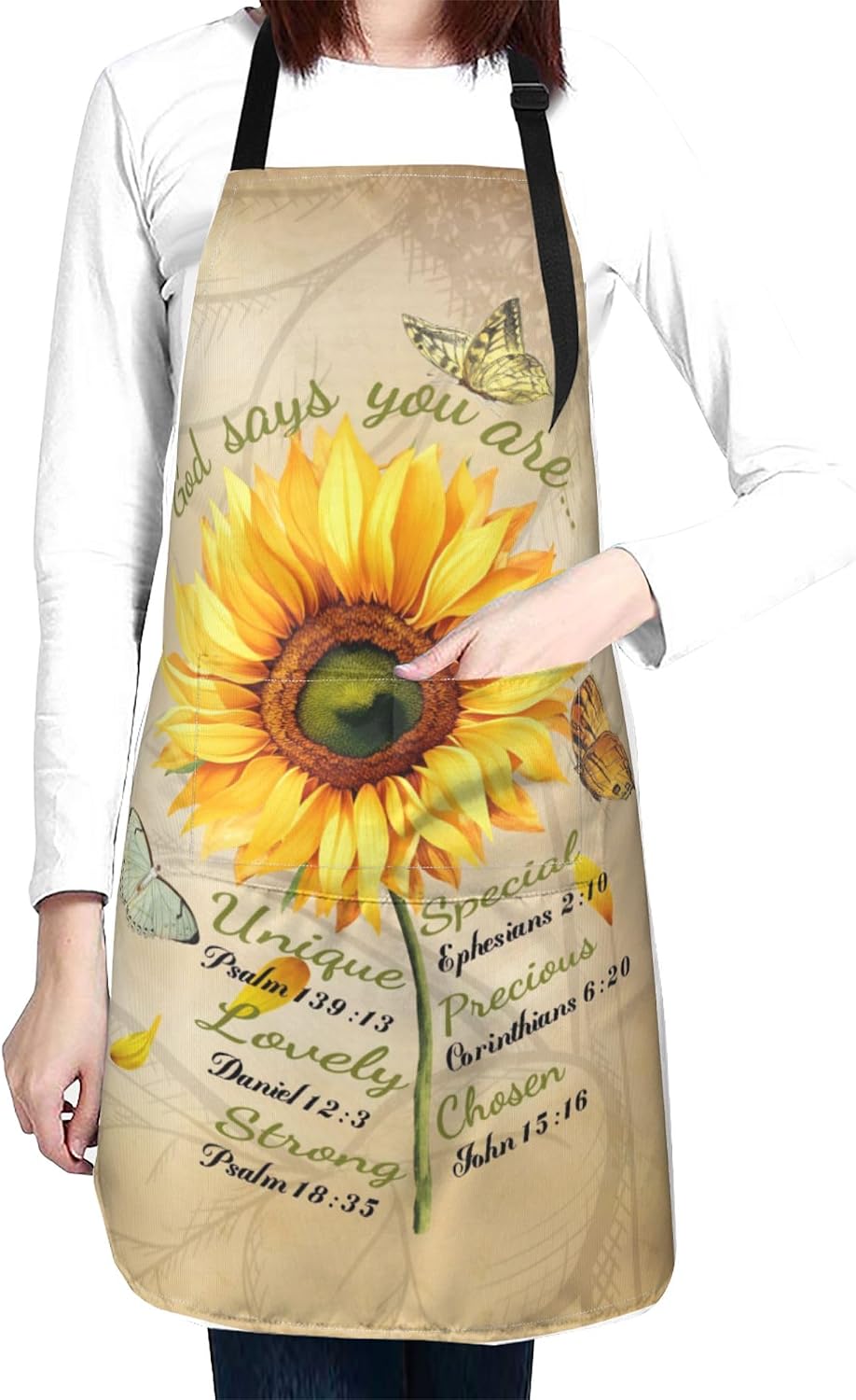Christian Gifts for Women, Inspirational Gifts for Religious,Sunflower Aprons Gifts for for Women Mom Wife with 2 Pockets Adjustable