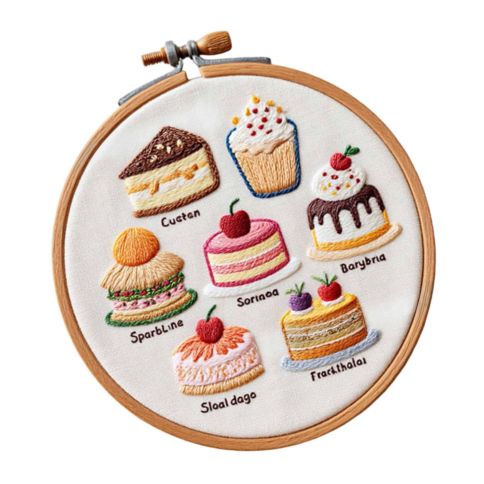 Dessert Theme Embroidery Set with Instruction Stitching Hoop Embroidery Threads and Needle for Art Craft Creative Supplies