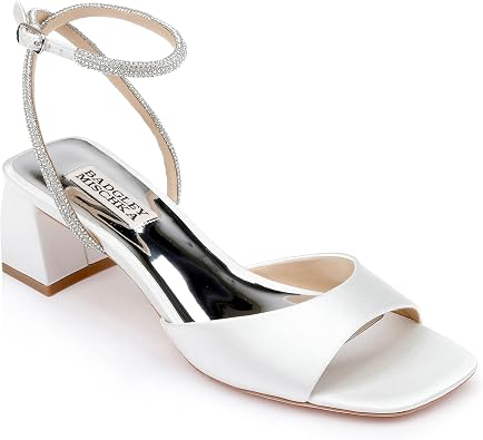 Badgley Mischka Womens Infinity Satin Block Heels With Ankle Strap