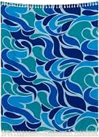 Canga de Praia Gigante Estampada, Poliéster, Tropical Palmeiras e Folhas, Colorida, lindas 180x135 cm, com Franjas