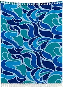 Canga de Praia Gigante Estampada, Poliéster, Tropical Palmeiras e Folhas, Colorida, lindas 180x135 cm, com Franjas