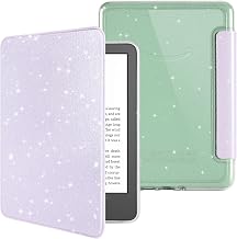 Glitter Case for 6" Kindle Basic 11th Gen 2024/2022,Glitter Purple | Light Sparkly Leather Cover and Transparent Back Shell, DIY-Friendly,Auto Wake/Sleep