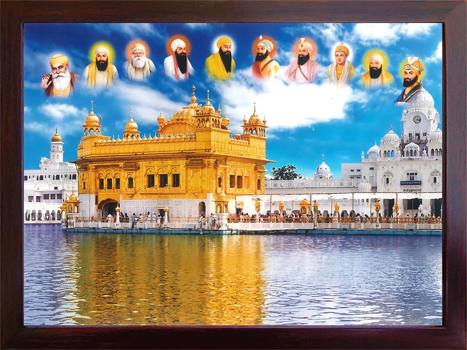 HandicraftStore All Ten Sikh Guru Blessing Golden Temple Poster, Religious Wall Art, Unframed Print, Living Room Decor