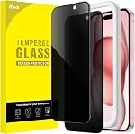 JETech Privacy Full Coverage Screen Protector for iPhone 16 Pro 6.3-Inch, Black Edge Anti-Spy Tempered Glass Film with Easy Installation Tool, Case-Friendly, 2-Pack