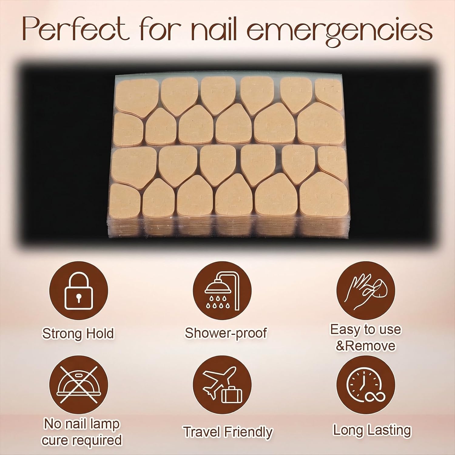480 Pcs Press on Tabs, Press on Nail Stickers, Jelly Glue Tabs, Transparent Strong Sticky Double Sided Nail Adhesive, Waterproof Breathable Gel Glue Stickers