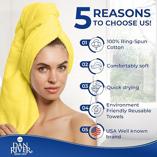 Miniatura 161 de DAN RIVER Juego de 4 toallas de baño, 27 x 54 pulgadas, 100% algodón, más grandes y ligeras, de secado rápido, súper suaves y absorbentes, toallas