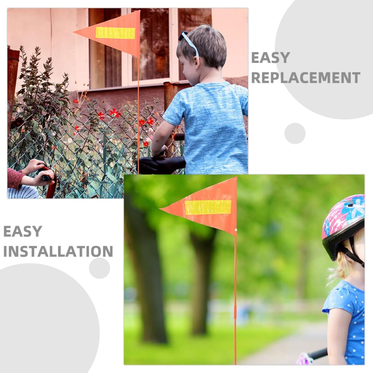 4pcs Reflective Safety Flags High Visibility Pvc Pennant Flags for Boys and Girls Easy to Install Cycling Safety Accessories and Sturdy for Outdoor Riding