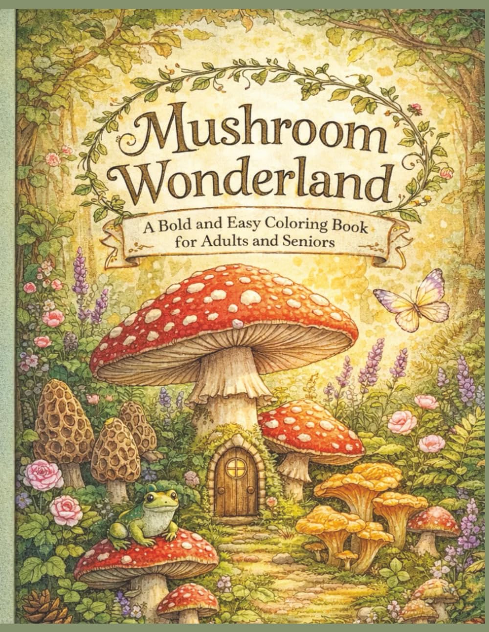 Mushroom Wonderland: A Bold and Easy Coloring Book for Adults and Seniors: 45 Whimsical Mushroom Designs and Simple Nature Scenes for Stress Relief and Relaxation
