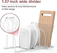 Vista 5 de JAQ Soporte para tapas de olla, organizador de divisores de utensilios de cocina de 10.5 pulgadas para platos, sartenes, tablas de cortar, moldes