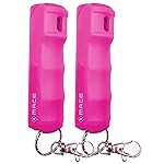 Mace Pepper Spray - 2-Pack Hard Case Model, 0.42 oz, 12 Feet Range, Max Strength 10% OC, Long Lasting UV Dye, Flip Top Safety Cap, Self Defense Pepper Spray Keychain for Women & Men - Pink