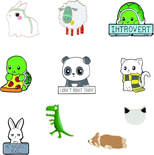 Juego de 10 broches de solapa esmaltada, regalo para adultos, niños, Zinc, Sin gemas.