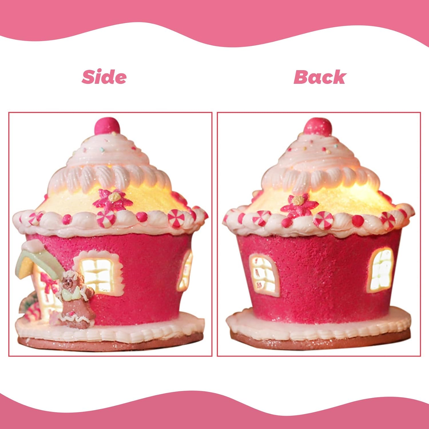 Christmas Decorations Gingerbread House Light Up Vibrant Cartoon Christmas Gingerbread House Decor Decorations for Home Tabletop Showcase No Battery Style2