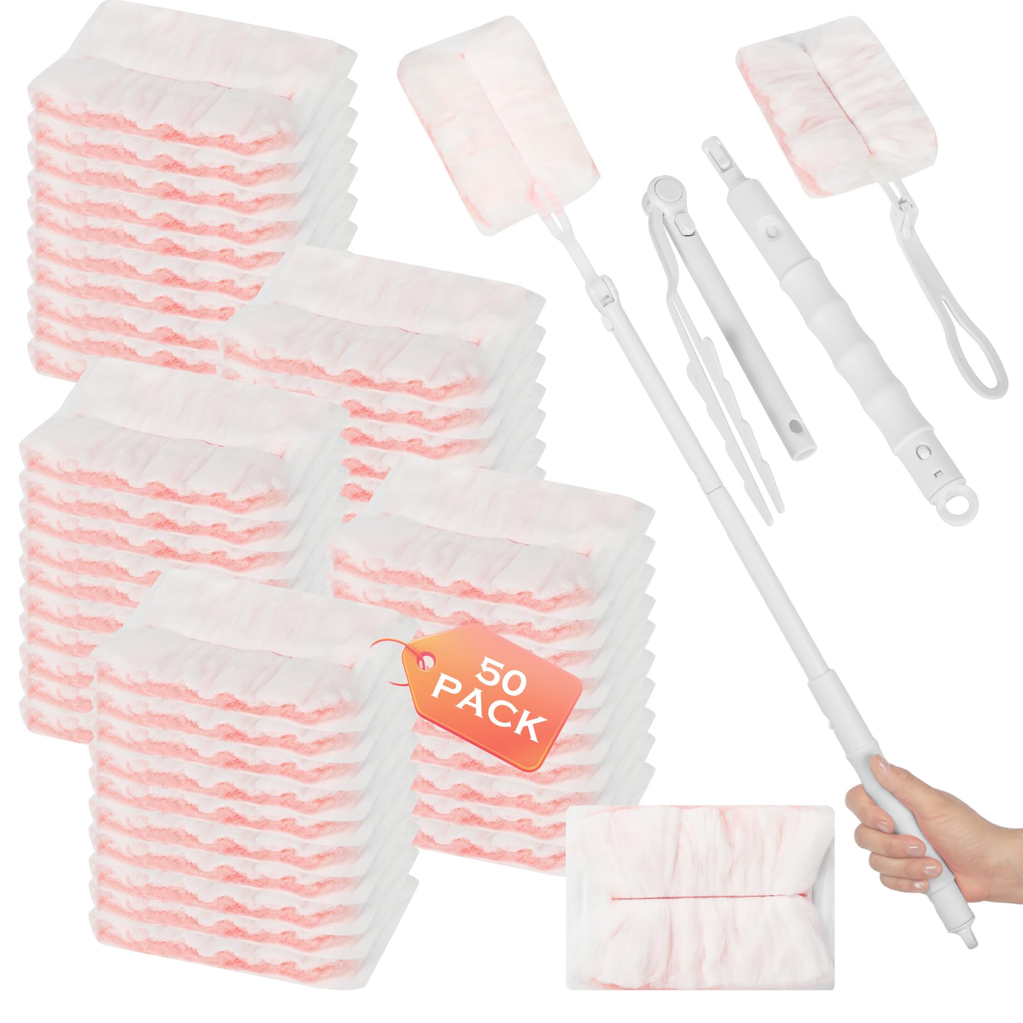 Swiffer Staubmagnet Nachfüllset - 50 Tücher + Teleskopstange Für Staubfreie Wohnung