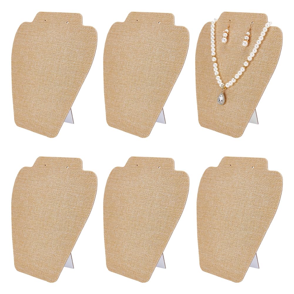 FINGERINSPIRE 6Pz Espositore per Collane di Gioielli in Tela, Altezza 20cm Colore Marrone Chiaro Porta Orecchini e Porta Ciondoli Modello Manichino Espositore e Portaoggetti per Gioielli