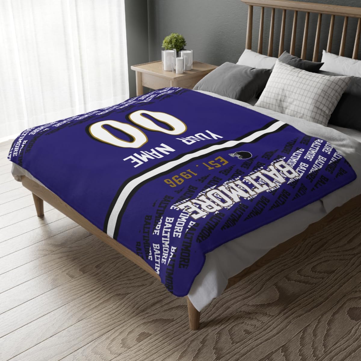 Custom Baltimore Ravens Football Fleece Blanket, Gifts for Men Women Boy
