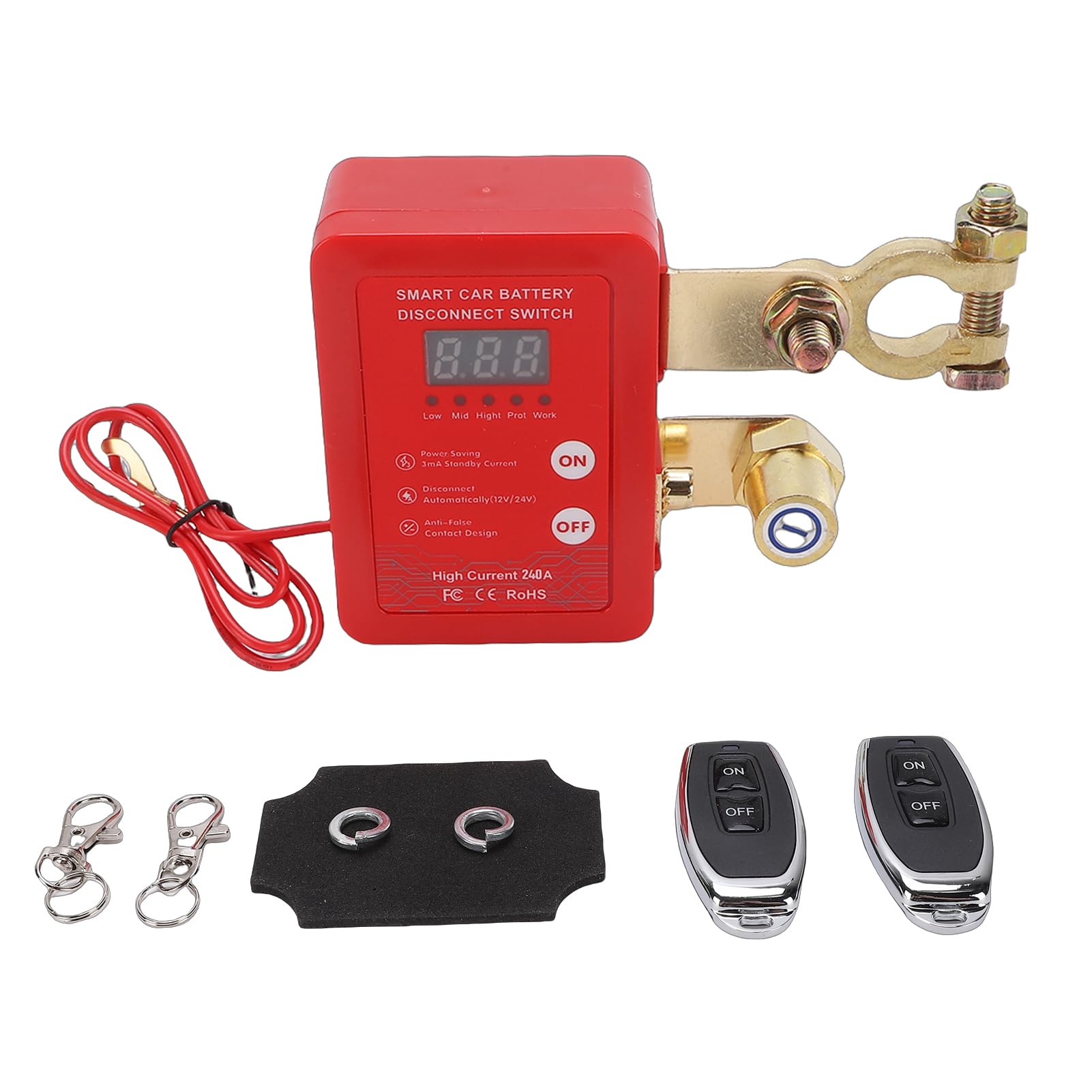 Interruptor Inteligente de Desconexión de Batería 12V 24V Pantalla Digital con Control Remoto y Control Manual para Automóviles, SUV y Vehículos Eléctricos Fabricado en Pl (Putrefacción)