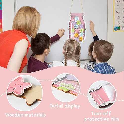 Miniatura 4 de BYBOUS Tabla de recompensas para niños, tarro de recompensa de comportamiento motivacional para niños pequeños, herramientas de gestión de aula,
