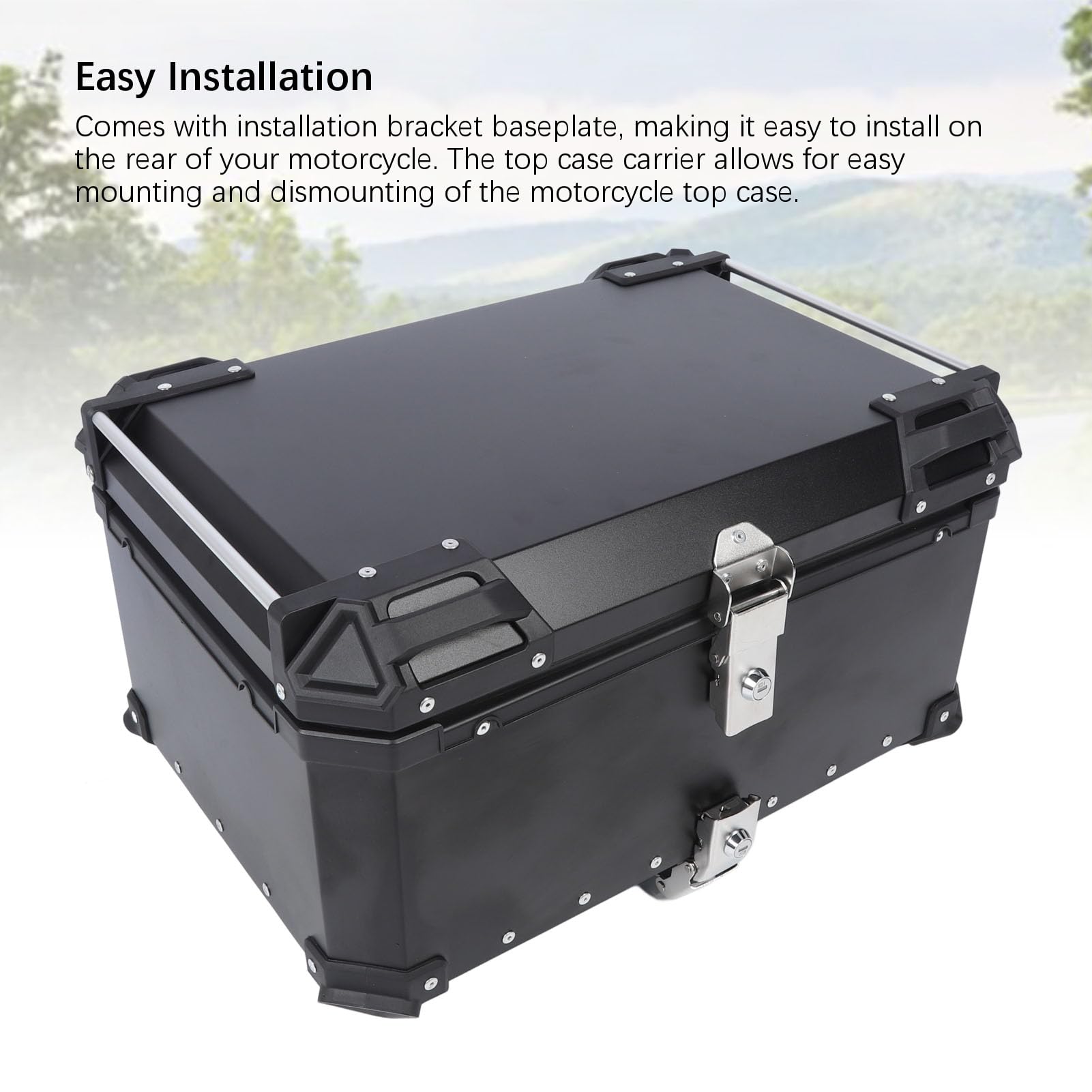 Kufer Motocyklowy 65L, Aluminiowy Bagażnik Odpinany z Zamkiem,